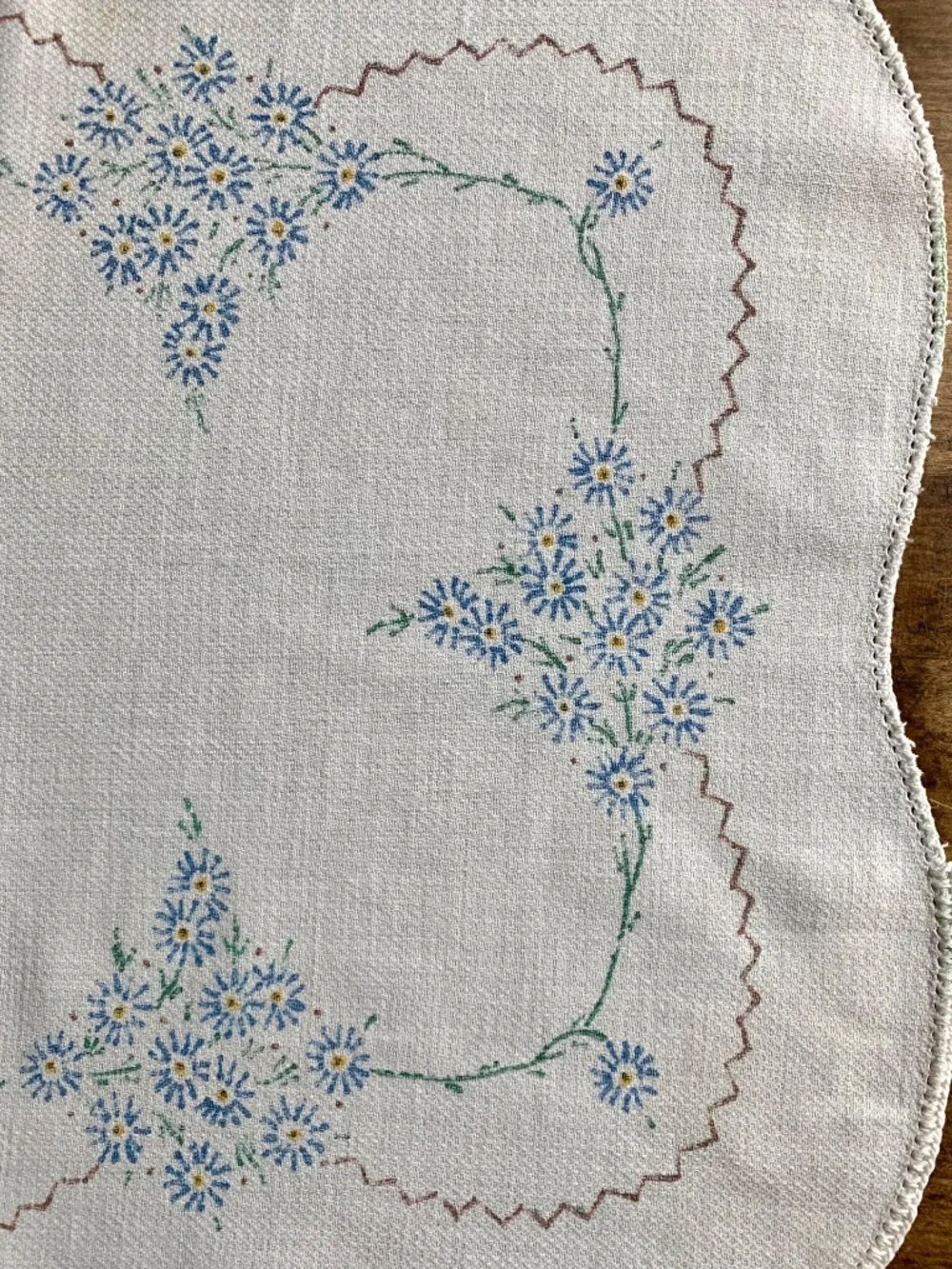 1960s Hand-Painted Floral Table Runner | Handmade by Artist Grandmother | 40